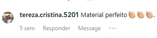 Comentário com depoimento sobre o kit